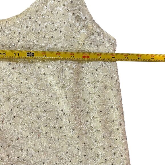 Onyx Nite Womens Lace Lined Sleeveless V Neck Tank Top w/Silver Shimmer Size 1X - Picture 8 of 8